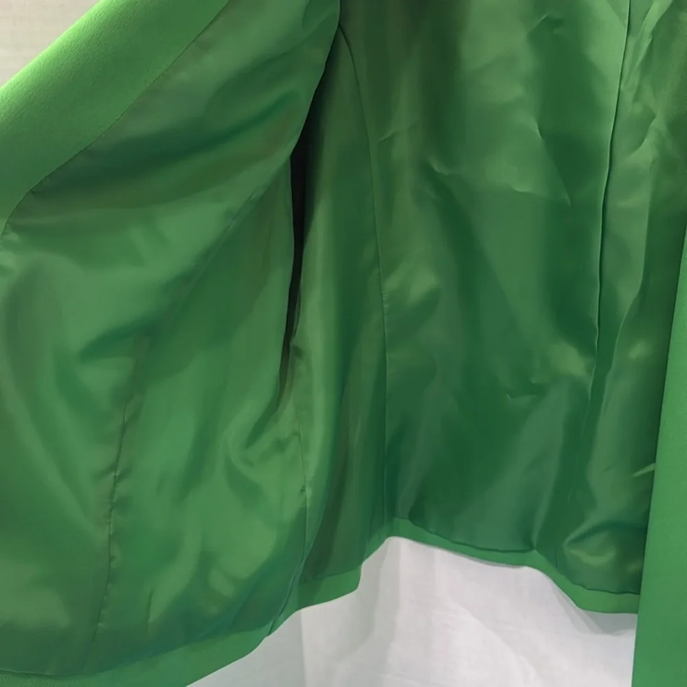 Evan-Picone Black Label Lime Green Open Front 3/4 Sleeve Blazer Workwear Size 18 - Picture 6 of 10